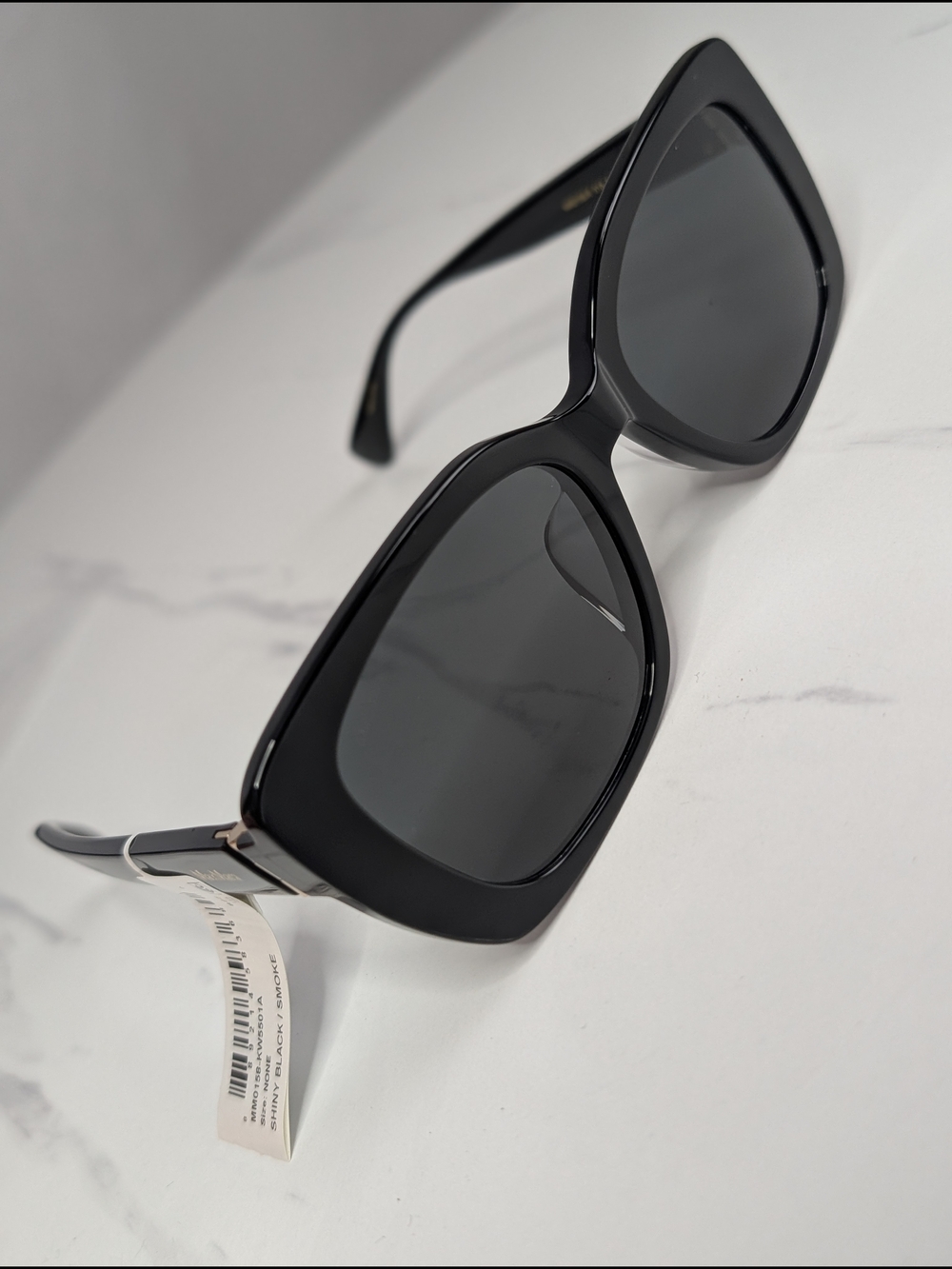 MaxMara Black Oversized Sunglasses MM0158-K 01A Shiny Black Smoke Lens NWT